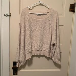 Cropped Sweater with Balloon Sleeves